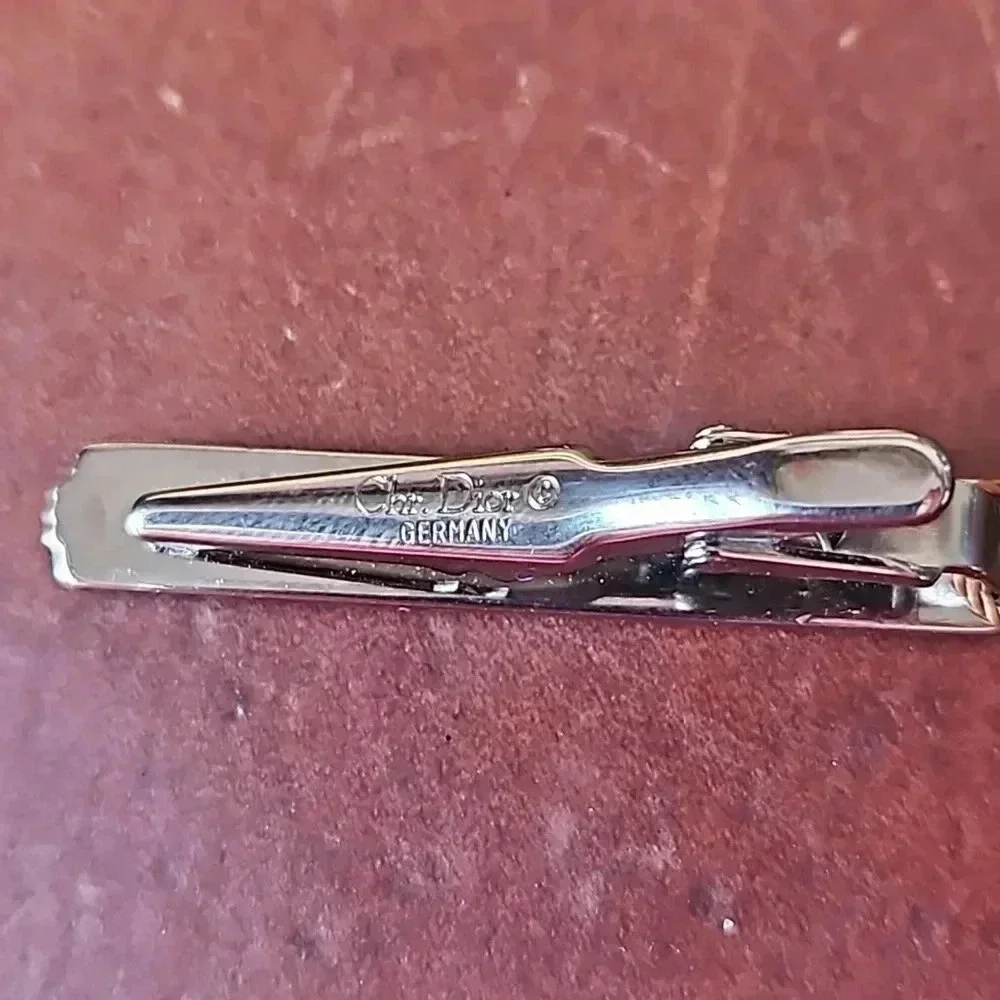 Christian Dior Gold and Silver Tone Cufflinks and Tie Bar set